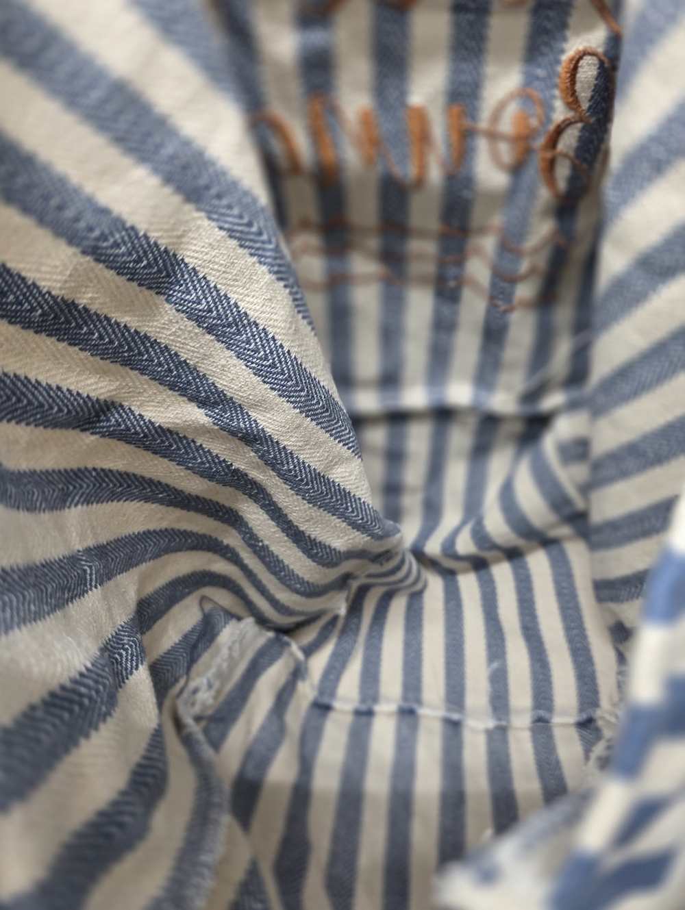 Striped Canvas Tote Bag - 'Beach Bound' Embroidery - Picture 3 of 3